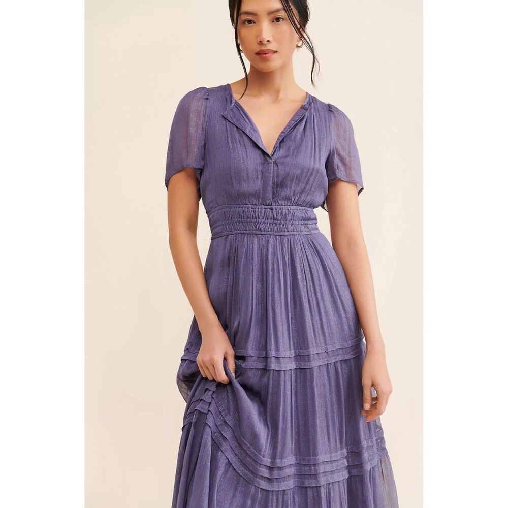 Anthropologie The Somerset Maxi Dress: Lurex Edition in Navy/Marin Small NWT